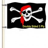 Jolly Roger 해적 보트 플래그 12x18 미국 제조 - 작은 빨간색 반다나 해적 요트 해골 플래그 크로스 본즈 헤비 듀티 3 플라이 배너