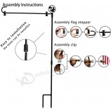 Tuin Vlag Stand IJzeren Tuin Vlaggenmast 36,5X16,5 inch Tuin Vlag Houder met 1 Tiger Clip en 2 Spring Stoppers Flag Stand voor buiten Versieren