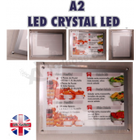 LIGHT BOX CON CORNICE IN CRISTALLO A LED A2 PER ESPOSIZIONE DI MENU PUBBLICITARI O DA ASPORTO