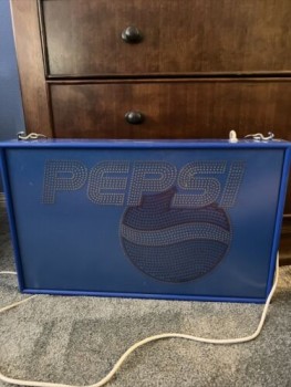 VTG 2ft brede Pepsi Logo Lichtbak 110V Metaal Verlicht Hangend Wandbord GRATIS VERZENDING