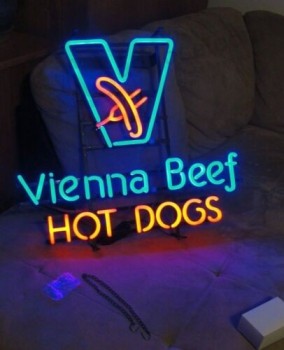 VIENNA BEEF HOTDOGS VERLICHTE MUUR RAAM OPKNOPING LED BORD RECLAME NIEUW IN DOOS