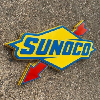 SUNOCO 3D GOFFRATO LIGHT BOX LED WALL SIGN GARAGE BENZINA AUTO D'EPOCA GAS E PETROLIO