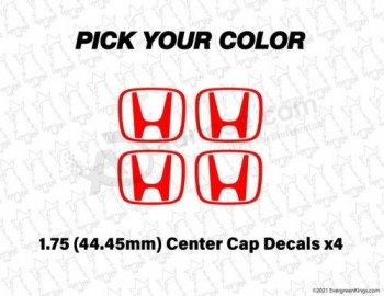 1.75 Inch Center Cap Rim H Logo Decals Sticker for 99 to 06 Civic SI EK EP3 JDM