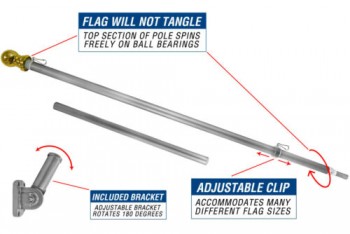 5ft Fahnenmast verwicklung frei Fahnenmast drehender Wohnwandmast Kit Halterung S