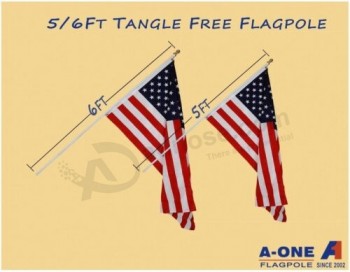 Tangle Free Spinning Flag Pole Alluminio 6FT Kit resistente al vento senza ruggine durevole