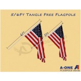 Tangle Free Spinning Flag Pole Aluminum 6FT Durable Rust Free Wind Resistant Kit