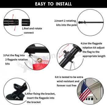 Kit asta per bandiera 5Ft Flag Pole House Porch Supporto nero Staffa di montaggio a parete Nuovo