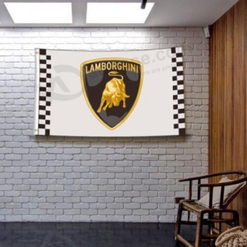Lamborghini Флаг 3x5 FT Логотип автомобиля Баннер Флаг гоночного автомобиля Гараж Настенный декор Знак