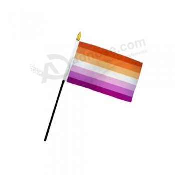 女同性恋日落 4“ x 6” 骄傲手旗 LGBTQ 骄傲手握桌旗