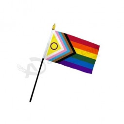 Intersex Inclusive Progress Pride 4" x 6" Hand Flag LGBTQ Desk Flag - 1 Flag