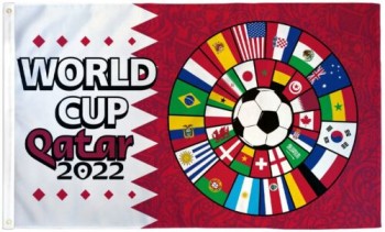 월드컵 2022 깃발 3x5ft 스포츠 깃발 축구 깃발 WC2022 카타르 서클 팀