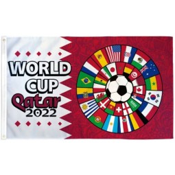 Bandiera della Coppa del Mondo 2022 Bandiera sportiva 3x5ft Bandiera da calcio WC2022 Qatar Circle Teams