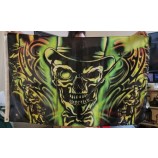 녹색 두개골 w/ 모자 깃발 3ft x 5ft 2007 Good Sports Inc