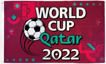 Bandera de la Copa del Mundo 2022 3x5ft Bandera Deportiva Bandera de Fútbol WC2022 Equipos de Qatar