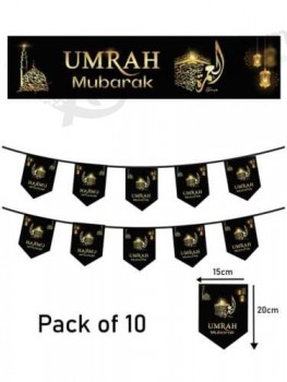 New Umrah Mubarak Black Set Banner BuntingS Balloon decorative wall hanging 2023