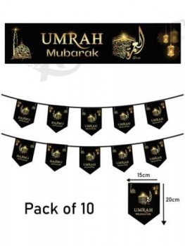Nouveau Umrah Mubarak Black Set Banner BuntingS Ballon mural décoratif 2023