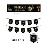 Nuevo Umrah Mubarak Black Set Banner BuntingS Balloon tapiz de pared decorativo 2023