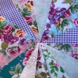 STOFFEN SLINGERS. VINTAGE BLOEMEN GINGHAM, £ 3,50 VOOR 10FT. BRUILOFTEN.5 LENGTES