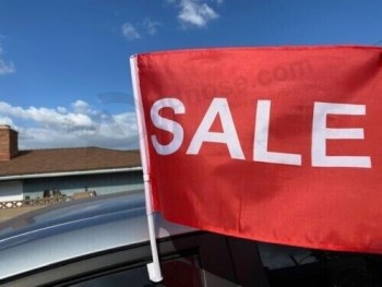 CAR DEALER SUPPLIES 100 pc パック カー ウィンドウ クリップ オン フラッグス セール (レッド/ホワイト)