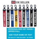 Custom DRIVE Key Chain Key ring Luggage Personalised Name Text Tag Zipper Pull