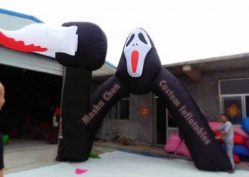 17ft Brede ENORME Halloween Opblaasbare Ghost Reaper Archway Airblown