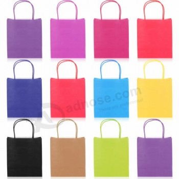 Sacs cadeaux Papier kraft Porte-cadeaux Poignées Mariage Sac d’anniversaire Petit 21cm