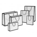 Black Edge - Borse regalo con manico in corda per boutique con design di paesaggio opaco di lusso bianco