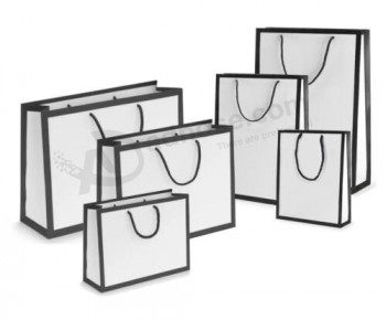 Zwarte rand - witte luxe matte landschapsontwerper boutique touw handvat geschenkzakken