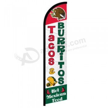タコス&ブリトー、ウィンドレスウーパー、広告、フェザーフラッグ、食品、売店