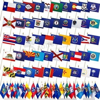 Drapeaux de l’État US 50 ensemble sur bâton de bois petit mini drapeaux tenus à la main pour la salle de classe