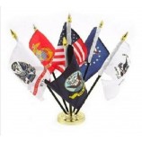 ARMED FORCES SET WITH USA FLAG AND BASE 4X6" TABLE TOP SET DESK SET NEW