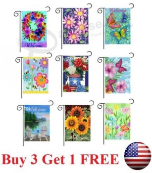 US Garden Flag 12 x 18" great linen quality heavy duty Flower floral Butterfly