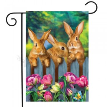 Gartenhasen Frühling Garten Flagge Tulpen Ostern Kaninchen 12,5