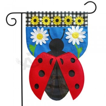 Coccinella scolpita primavera tela da giardino bandiera floreale 12,5