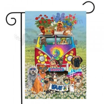Groovy Pups Printemps Jardin Drapeau Hippies Chiens Humour 12.5 « x 18 » Briarwood Lane