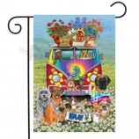 Groovy cuccioli primavera giardino bandiera hippies cani umorismo 12,5 