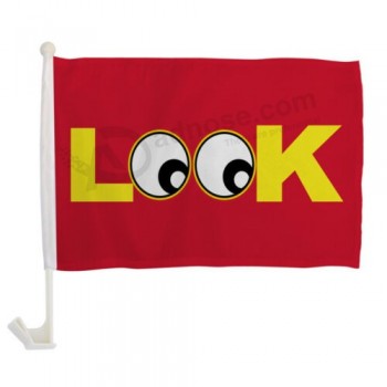 1 docena ¡Mira! Bandera de coche de un solo lado Bandera de ventana de coche del concesionario