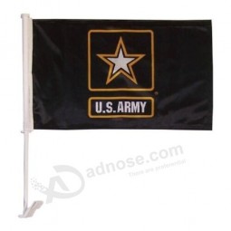 Army Star Car Window Vehicle Flag 12" x 18" Knitted With Mounting Staff