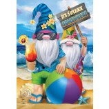 Summer Gnomes Humor House Flag Beach Scene 28" x 40" Briarwood Lane