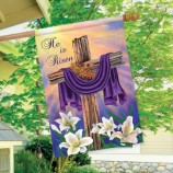 Croix de Pâques maison drapeau fête religieuse Il est ressuscité Briarwood Lane 28 « x 40 »