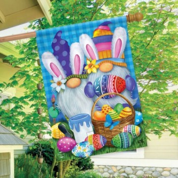 Easter Gnomes Holiday House Flag Humor Painted Eggs 28" x 40" Briarwood Lane