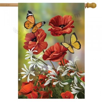 Ciao primavera farfalle floreale casa bandiera papaveri 28