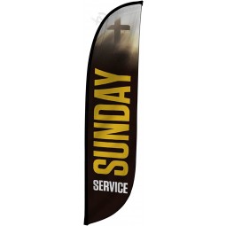 Groothandel op maat gemaakte hoge kwaliteit Sunday Service Feather Flag, 12-voet