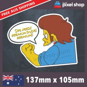 She Needs Premium Dude Sticker Snake Simpsons window bumper funny car decal jdm