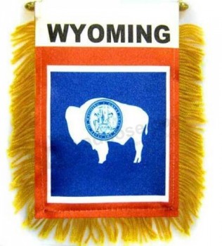 1 Dozen Wyoming Mini Banners 4x6in Wyoming Car Mirror Hanging Flag
