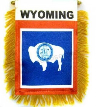 1 dozzina di Wyoming Mini Striscioni 4x6in Wyoming Car Mirror Hanging Flag