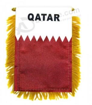 1 Dozen Qatar Mini Banners 4x6in Qatar Car Mirror Hanging Flag