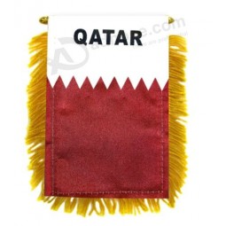 1 dozzina di mini striscioni del Qatar 4x6in Specchietto per auto del Qatar Bandiera appesa