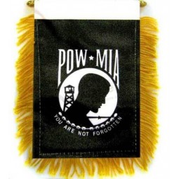 1 Dutzend POW-MIA Mini Banner 4x6Zoll Militär Auto Spiegel Hängeflagge