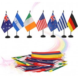 100 Countries Desk Flags,International Country Office Table Flag With Stand Base,World Countries On Every Continent Flag